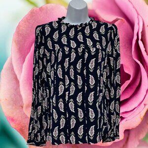 Loft-Women's Large Pullover Top Long Sleeve Multi-Color Floral Light Weight